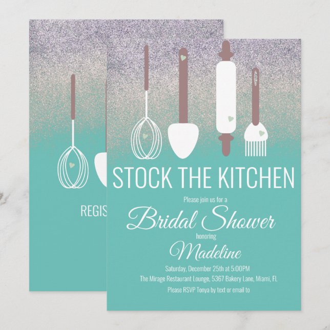 Invitation Douche de Cuisine de Mariage Douche de Cuisine en  (Devant / Derrière)