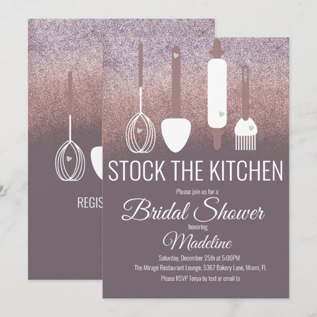 Invitation Douche de Cuisine de Mariage Douche de Cuisine Sto (Devant / Derrière)