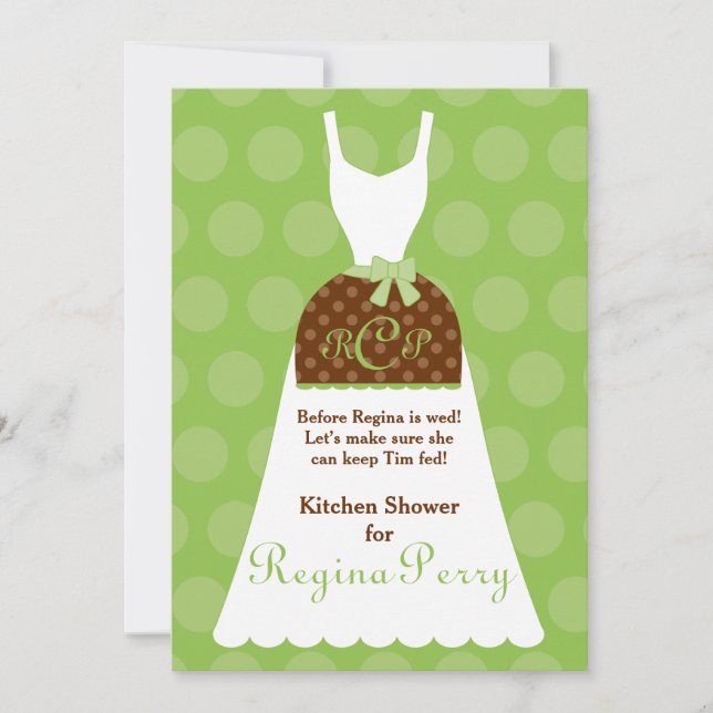 Invitation Douche de cuisine nuptiale - Apron de chaux (Devant)