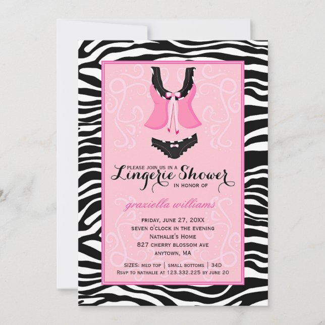 Invitation Douche de fantaisie Bachelorette de lingerie de (Devant)