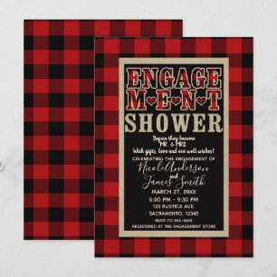Invitation Douche de fiançailles à carreaux plaid rustique ro