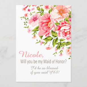 Invitation Douche de fleur serez-vous ma domestique d'honneur