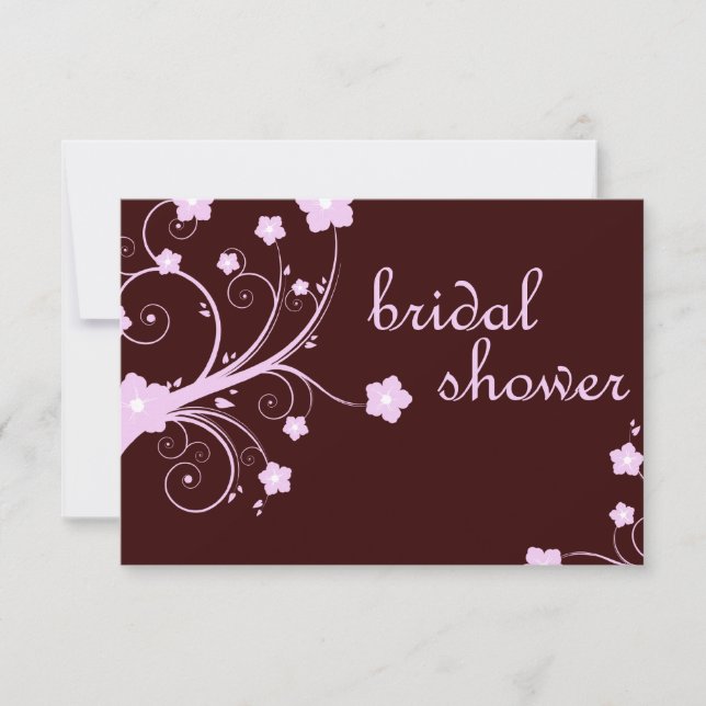Invitation douche de la mariée : fleurs roses (Devant)