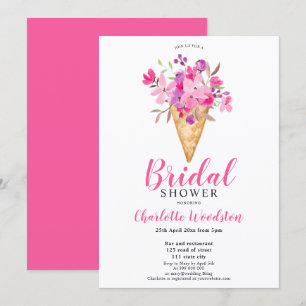 Invitation Douche de la nuptiale à crème glacée rose Floral