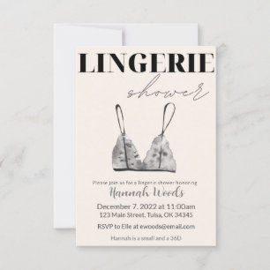 Invitation Douche de lingerie à l'aquarelle grise