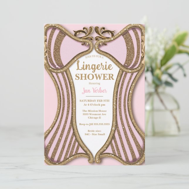 Invitation Douche de lingerie enterrement de vie de jeune fil (Debout devant)