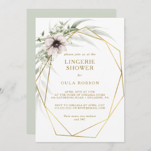 Invitation Douche de lingerie géométrique or eucalyptus