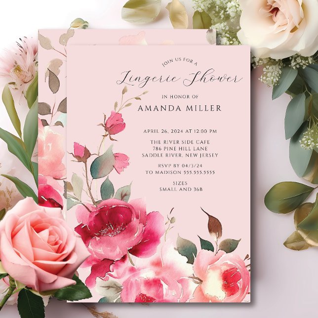 Invitation Douche de lingerie nuptiale en fleurs bleues (Créateur téléchargé)