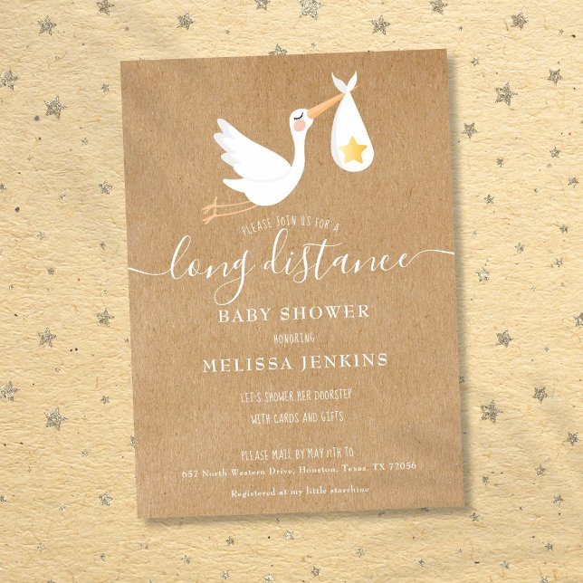 Invitation Douche de longue distance Sprinkle par la poste Ru (Long Distance Shower Sprinkle By Mail Rustic Invitation)