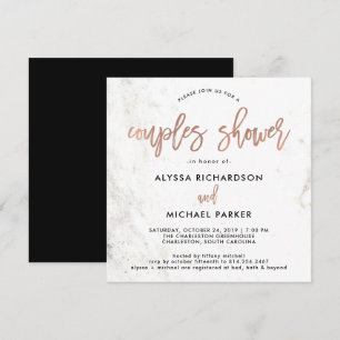 Invitation Douche de marbre moderne de couples du manuscrit