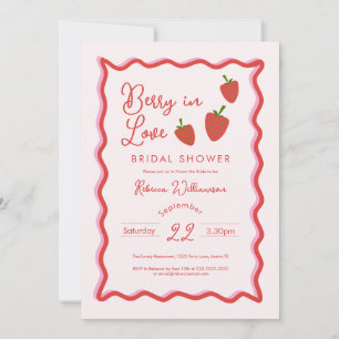 Invitation Douche de mariage amour fraise rouge sucrée