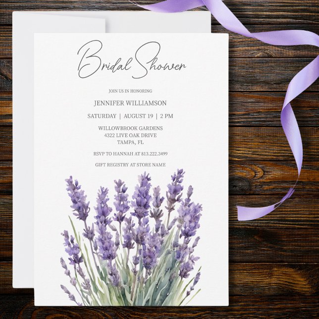 Invitation Douche de Mariage au délicat aquarelle heather  (Créateur téléchargé)