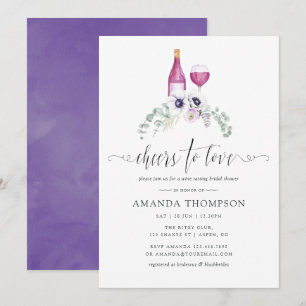 Invitation Douche de mariage Fleur Violet Poussiéreux Dégusta