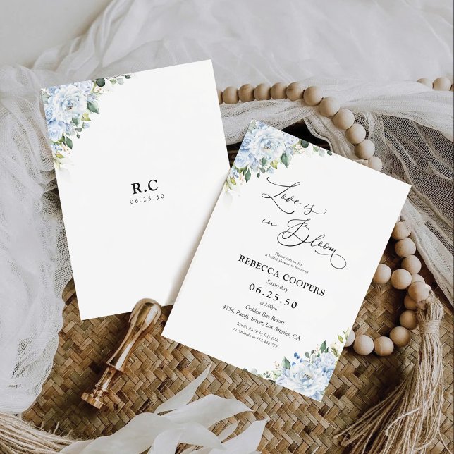 Invitation Douche de Mariage Florale Bleue Clair Romantique (Créateur téléchargé)