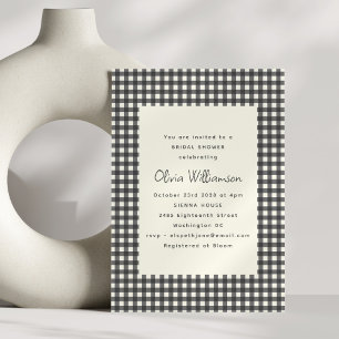 Invitation Douche de Mariage Gingham à Carreaux Noir Blanc Do