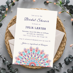 Invitation Douche de mariage Mandala d'Herbe de Pampas à plum