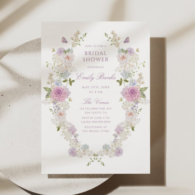 Invitation Douche de Mariage Romantique aux Douces Pastels Fl (Créateur téléchargé)
