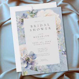Invitation Douche de Mariage Romantique Poussiéreuse Bleu Bla