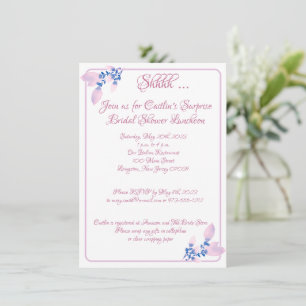 Invitation Douche de Mariée, Aquarelle Contour Rose