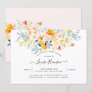 Invitation Douche de mariée, Aquarelle Midsummer Blush Cream