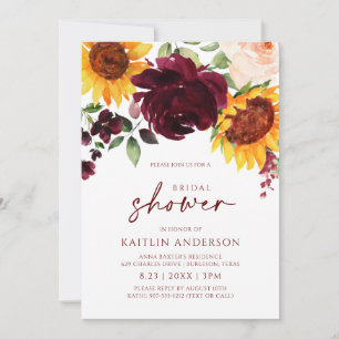 Invitation Douche de mariée d'automne Tournesols Roses Bourgo