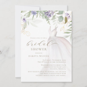Invitation Douche de Mariée Fleur Sauvage Sage et Vert Pourpr