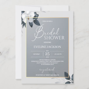 Invitation Douche de mariée gris argenté gris gris blanc