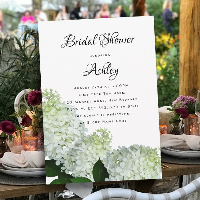 Invitation Douche de Mariée Hydrangea Blanc (Créateur téléchargé)