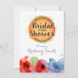 Invitation Douche de Mariée Moderne Florale Aquarelle Colorée