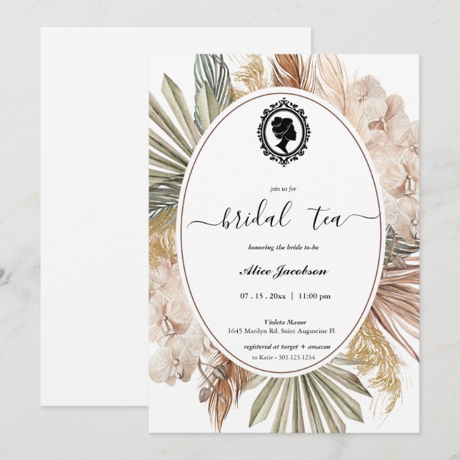Invitation douche de nuptiale à fleurs vintages (Devant / Derrière)