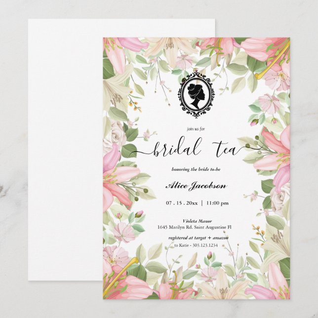 Invitation douche de nuptiale à fleurs vintages (Devant / Derrière)