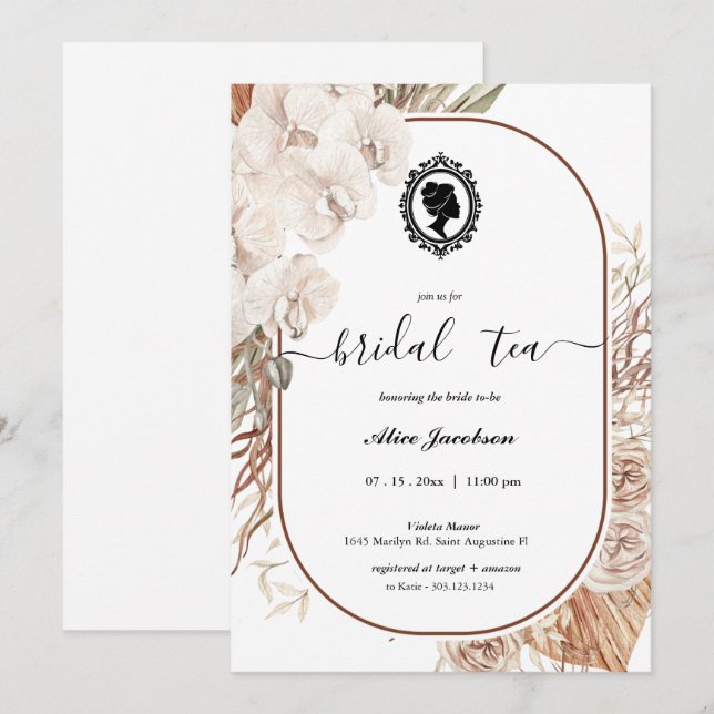 Invitation douche de nuptiale à fleurs vintages (Devant / Derrière)