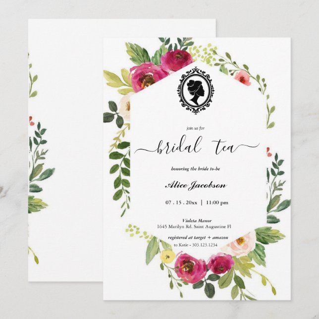 Invitation douche de nuptiale à fleurs vintages (Devant / Derrière)