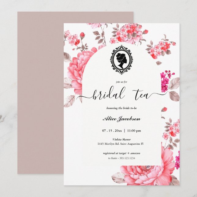 Invitation douche de nuptiale à fleurs vintages (Devant / Derrière)