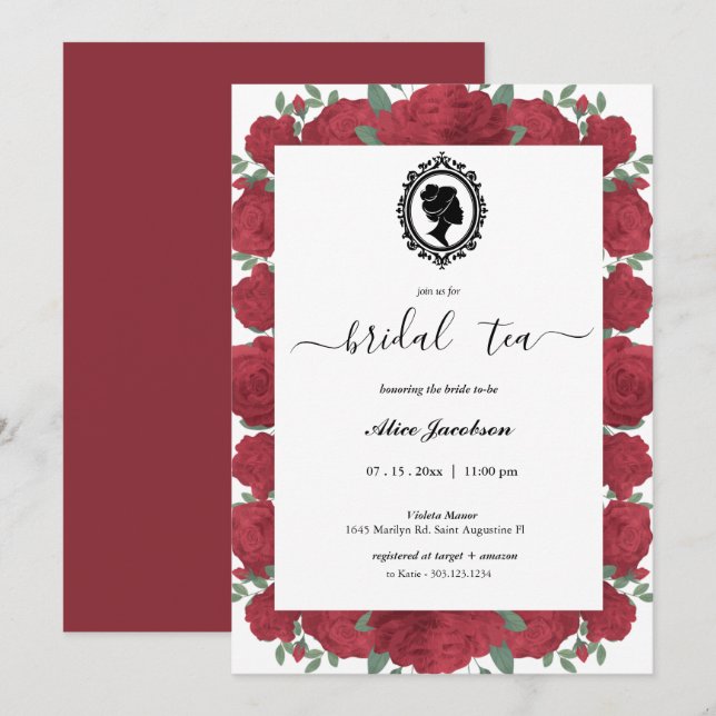 Invitation douche de nuptiale à fleurs vintages (Devant / Derrière)
