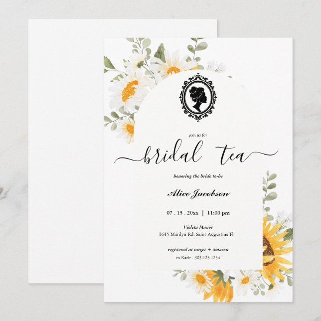 Invitation douche de nuptiale à fleurs vintages (Devant / Derrière)