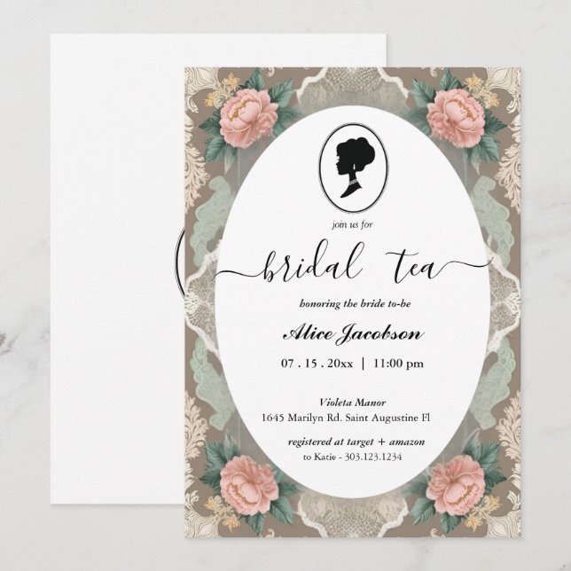 Invitation douche de nuptiale à fleurs vintages (Devant / Derrière)