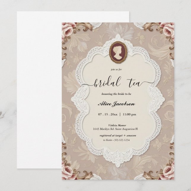 Invitation douche de nuptiale à fleurs vintages (Devant / Derrière)