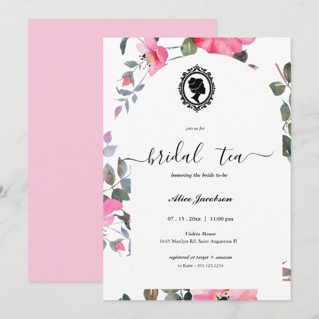 Invitation douche de nuptiale à fleurs vintages (Devant / Derrière)