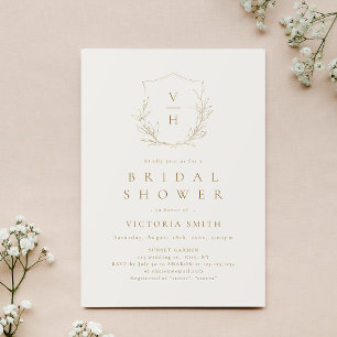 Invitation Douche de nuptiale monogramme de crête botanique s