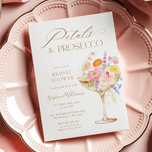 Invitation Douche de prosecco aux fleurs à l'aquarelle
