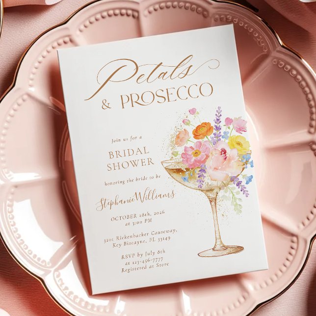 Invitation Douche de prosecco aux fleurs à l'aquarelle (Créateur téléchargé)