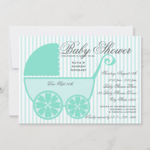 Invitation Douche de transport bébé Turquoise et gris