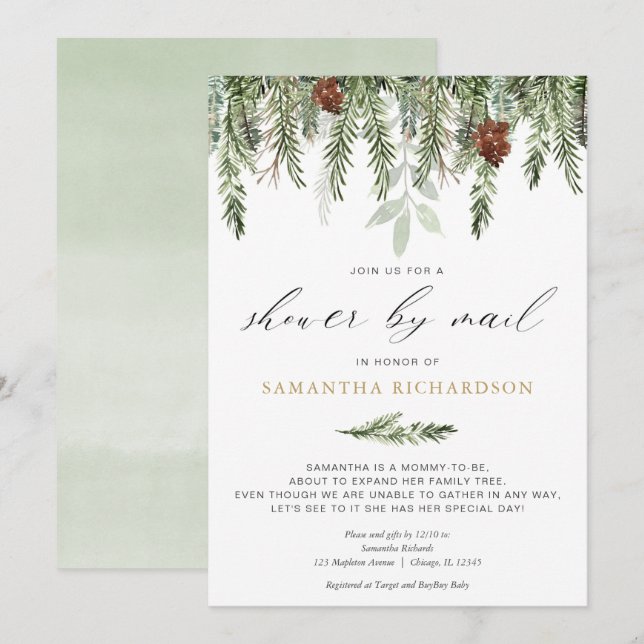 Invitation Douche d'hiver par Mail pin neutre genre (Devant / Derrière)