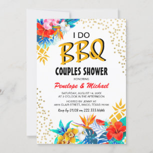 Invitation Douche en couple tropicale "I DO BBQ"