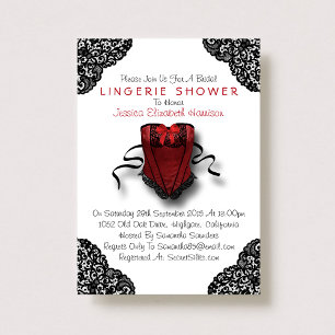 Invitation Douche en dentelle rouge et en dentelle noire
