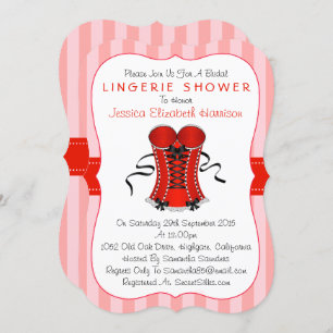 Invitation Douche en lingerie en corse rouge et blanc