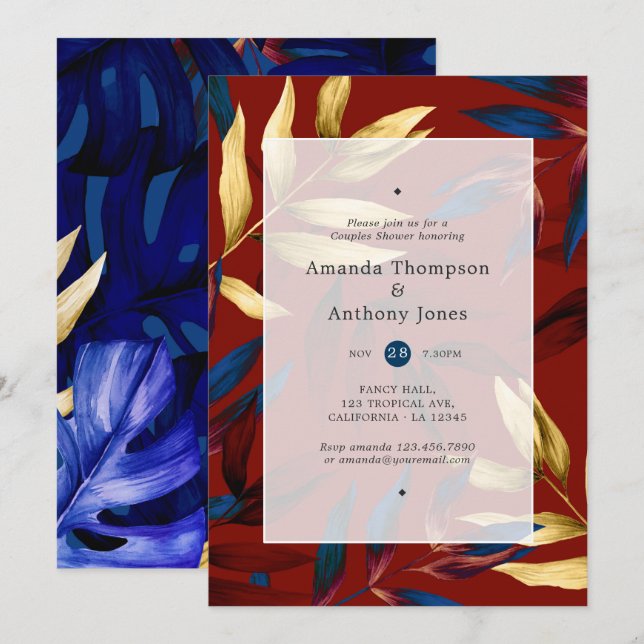 Invitation Douche Exotique Couples Forêt (Devant / Derrière)