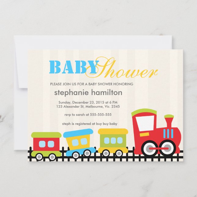 Invitation Douche faite sur commande de bébé de train de (Devant)