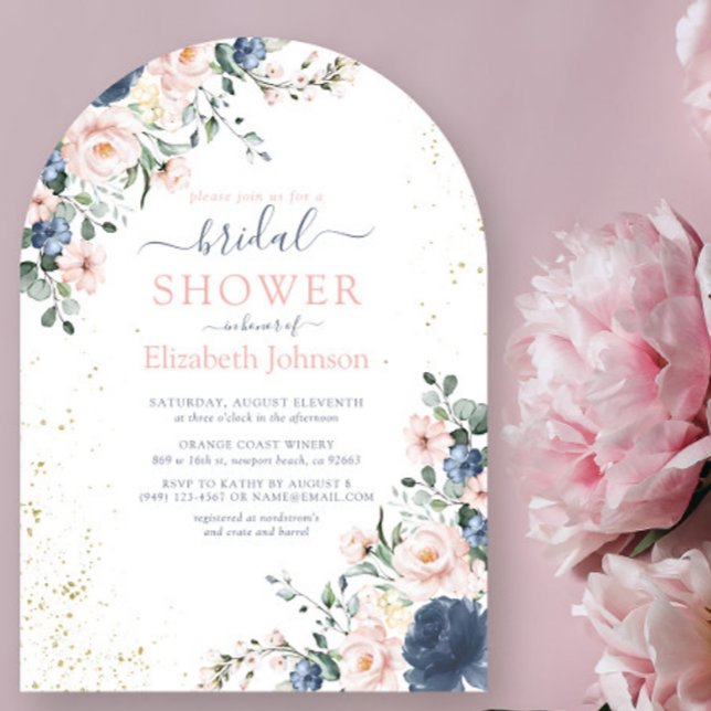 Invitation Douche florale bleu clair rose bleu clair (Créateur téléchargé)